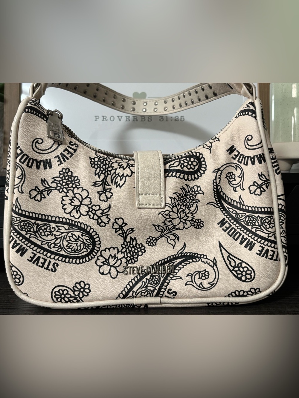 Steve Madden Paisley & Flower Shoulder Bag with Buckle - Picture 2 of 7